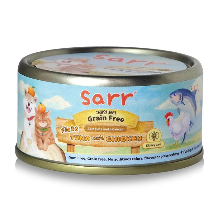 Sarr營養無膠無穀保健肉絲主食湯汁罐- 吞拿魚x雞胸肉x雞湯(腎臟護理)